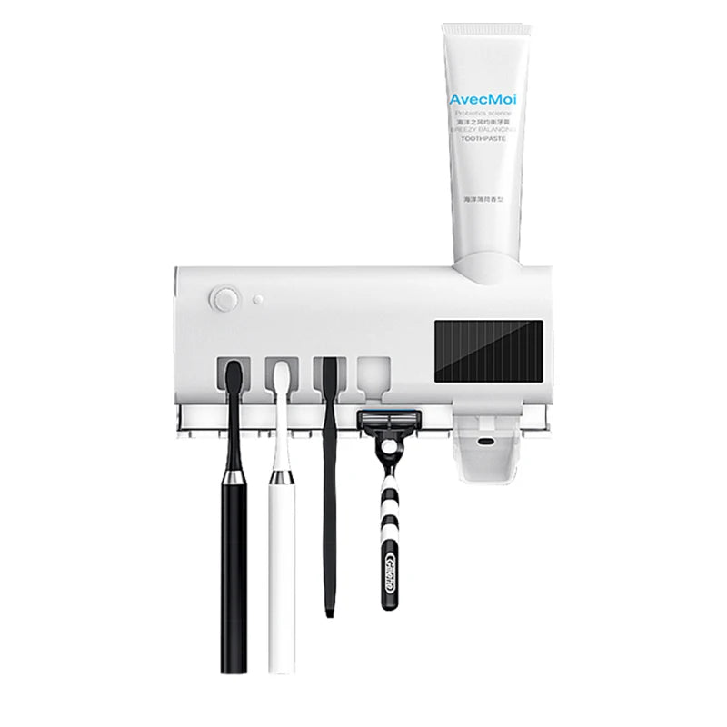 Automatic Solar Energy UV Toothbrush Holder Wall Toothbrush Sterilizer Toothpaste Dispenser Squeezers Bathroom Accessories