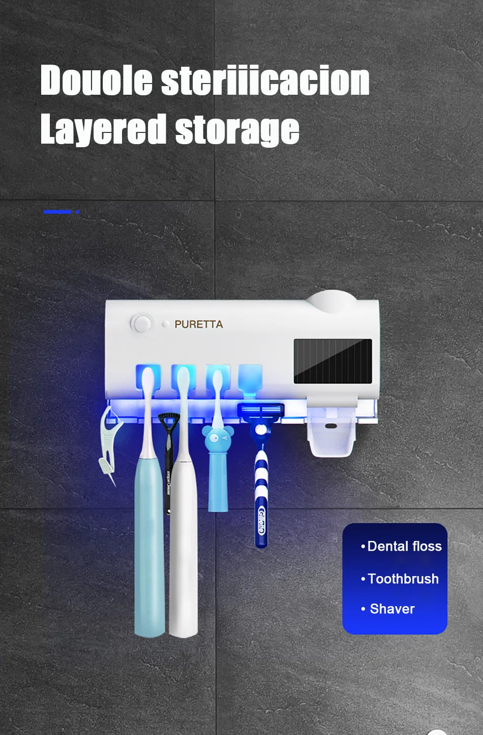 Automatic Solar Energy UV Toothbrush Holder Wall Toothbrush Sterilizer Toothpaste Dispenser Squeezers Bathroom Accessories