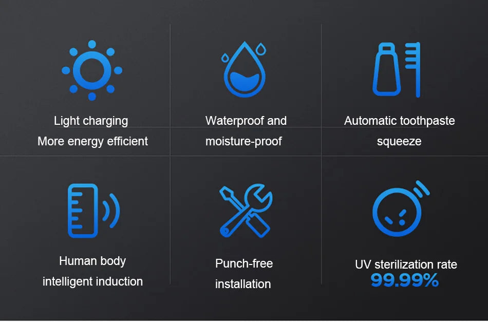 Automatic Solar Energy UV Toothbrush Holder Wall Toothbrush Sterilizer Toothpaste Dispenser Squeezers Bathroom Accessories