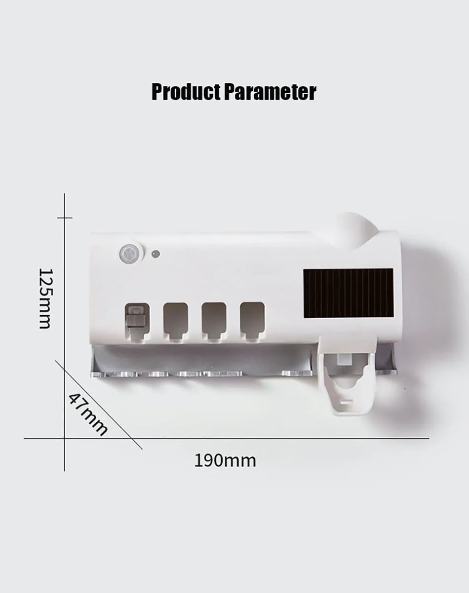 Automatic Solar Energy UV Toothbrush Holder Wall Toothbrush Sterilizer Toothpaste Dispenser Squeezers Bathroom Accessories